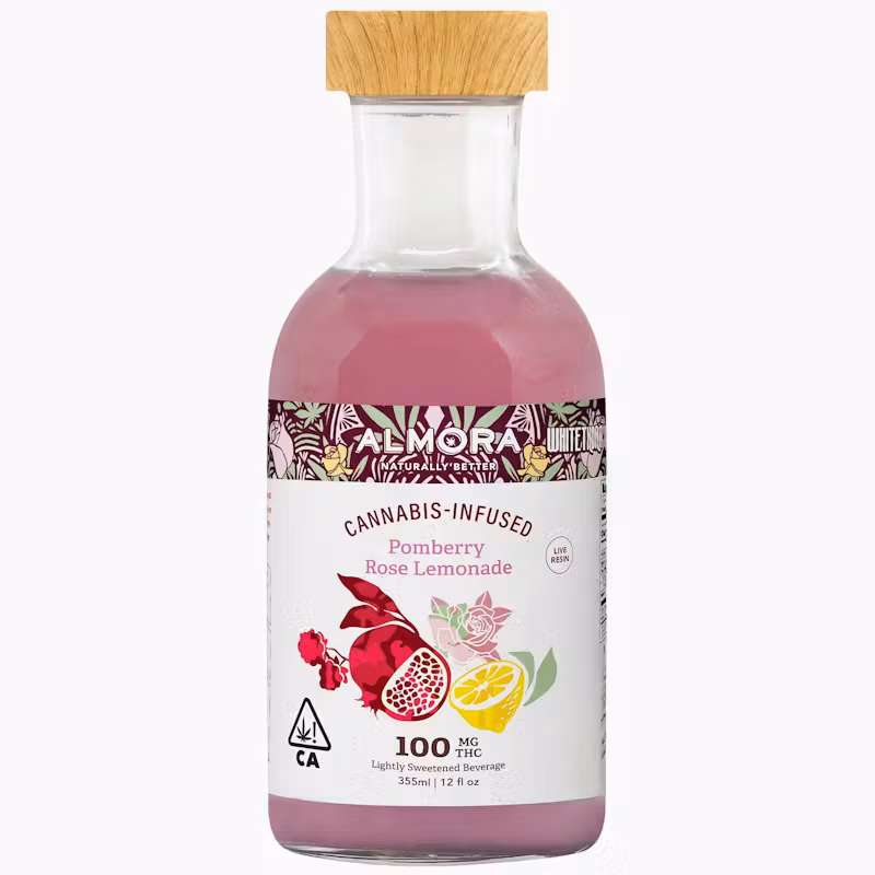 Almora - 12oz Bottle: 100mg THC Whitethorn Rose Lemonade Beverage